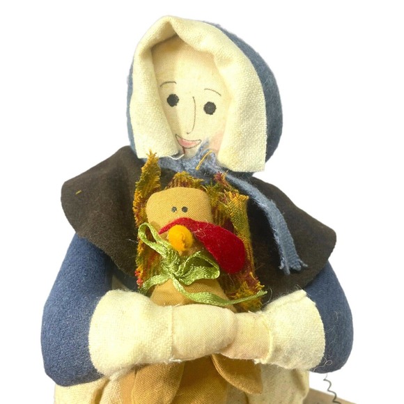 Fall Decor Farmhouse Stuffed Standing Colonial Women Thanksgiving People Turkey - Picture 10 of 11
